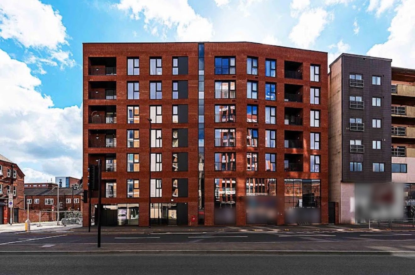 Seven-storey city centre apartment block with red facing brickwork by Vanguard Masonry